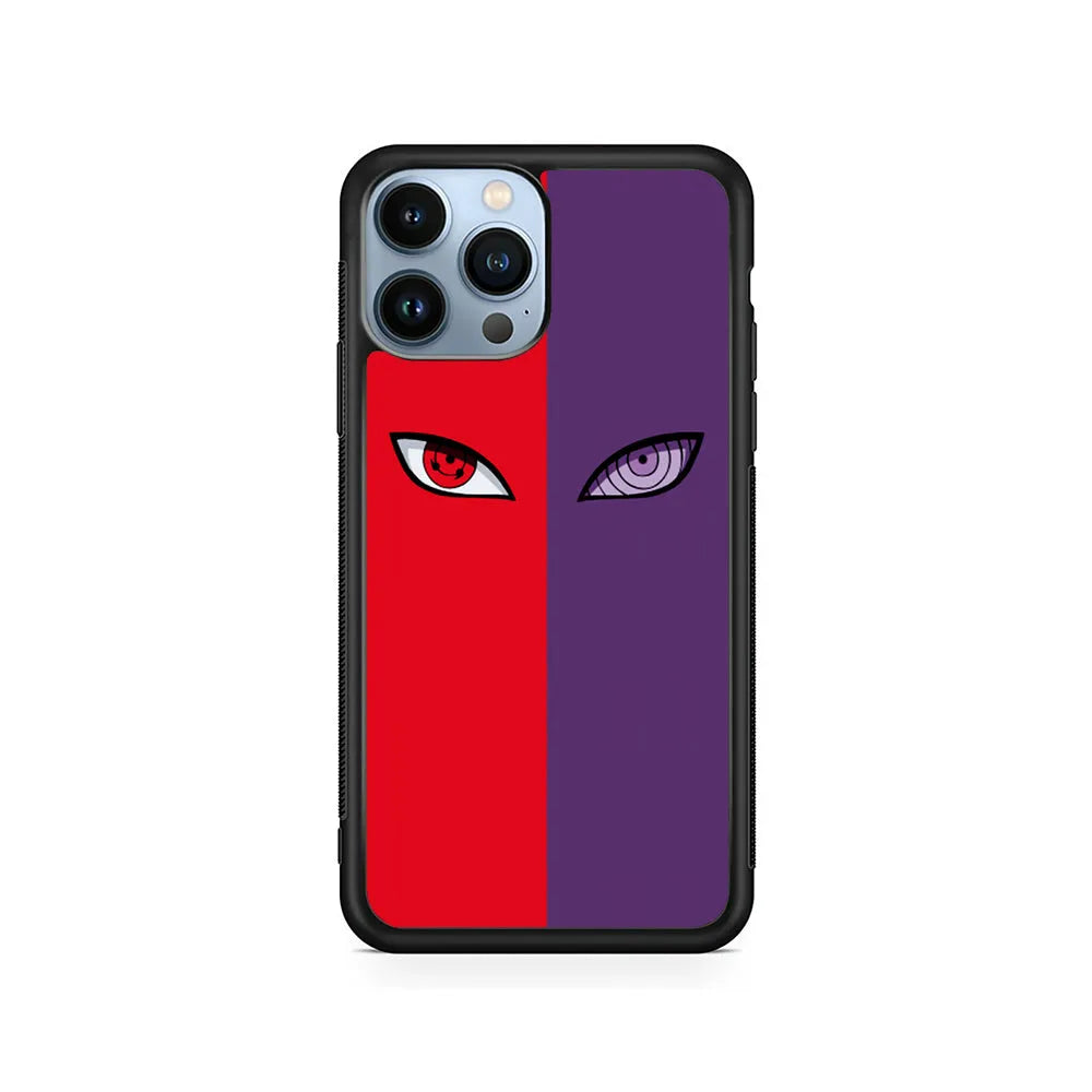 Naruto Sharingan and Rinnegan iPhone 13 Pro Case-Rubber / Black (2D Case)-Xtracase