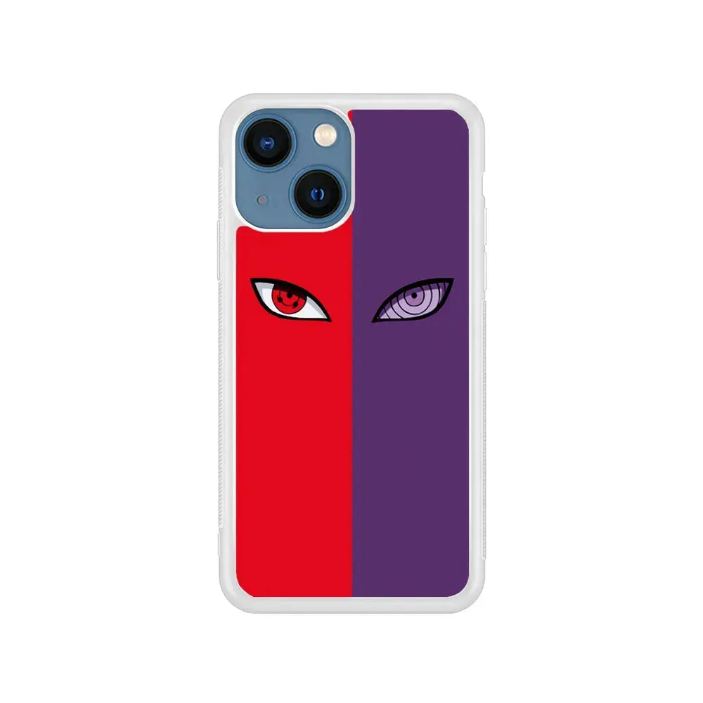Naruto Sharingan and Rinnegan iPhone 13 Mini Case-Rubber / White (2D Case)-Xtracase