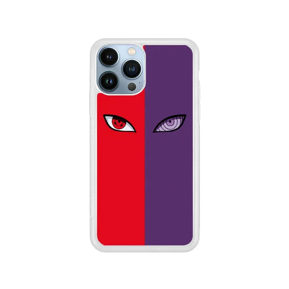Naruto Sharingan and Rinnegan iPhone 15 Pro Max Case-Rubber / White (2D Case)-Xtracase