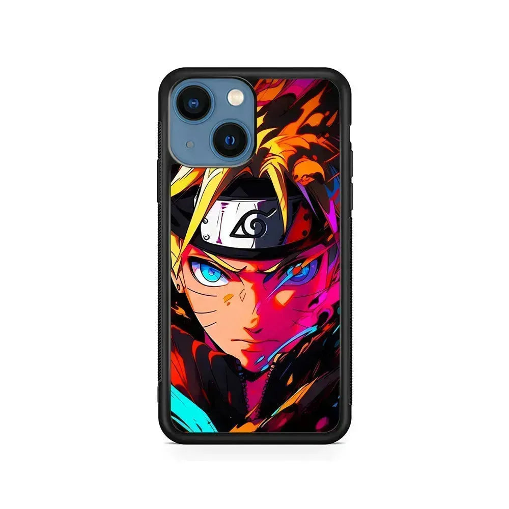 Naruto Uzumaki Colorful Art iPhone 13 Mini Case-Rubber / Black (2D Case)-Xtracase