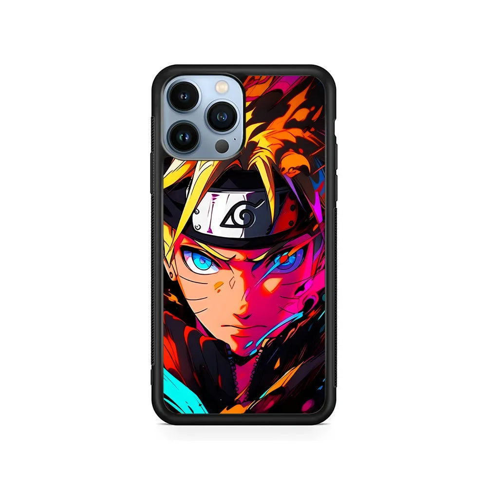 Naruto Uzumaki Colorful Art iPhone 13 Pro Case-Rubber / Black (2D Case)-Xtracase
