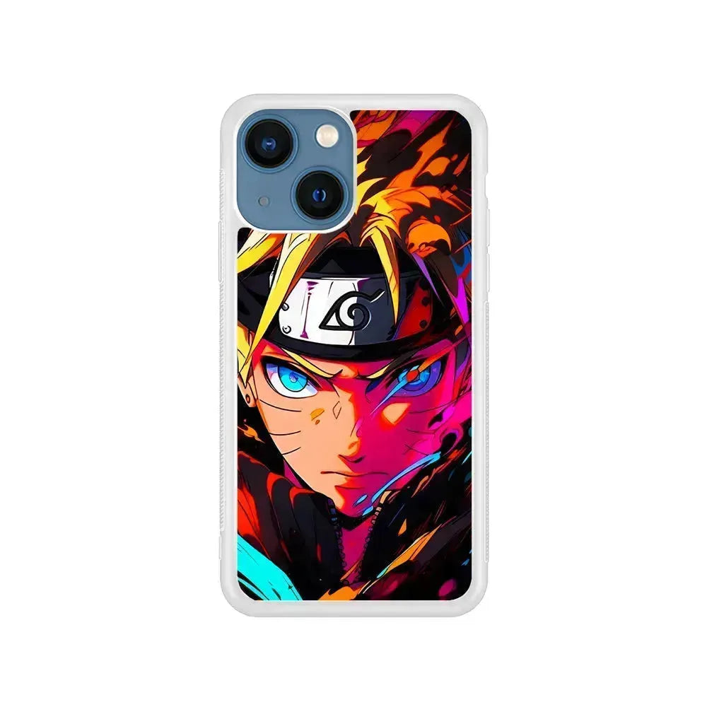 Naruto Uzumaki Colorful Art iPhone 13 Mini Case-Rubber / White (2D Case)-Xtracase