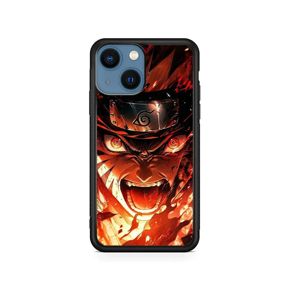 Naruto Uzumaki Goes Berserk iPhone 13 Mini Case-Rubber / Black (2D Case)-Xtracase