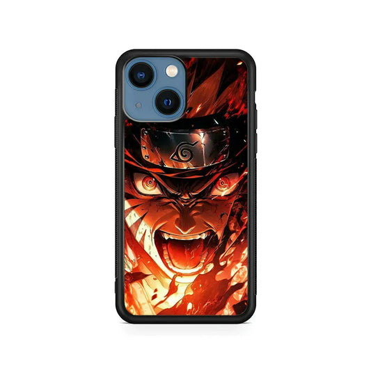 Naruto Uzumaki Goes Berserk iPhone 13 Mini Case-Rubber / Black (2D Case)-Xtracase