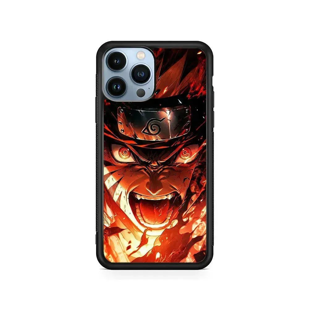 Naruto Uzumaki Goes Berserk iPhone 15 Pro Max Case-Rubber / Black (2D Case)-Xtracase