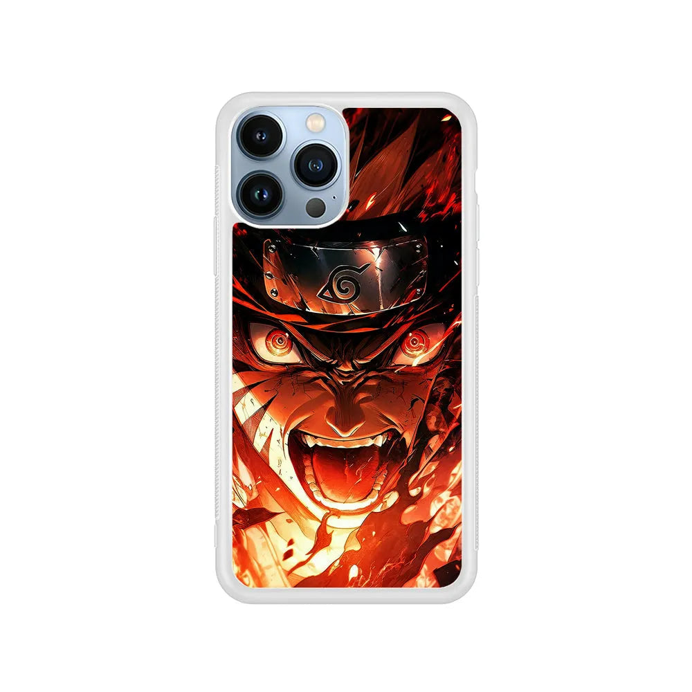 Naruto Uzumaki Goes Berserk iPhone 13 Pro Case-Rubber / White (2D Case)-Xtracase