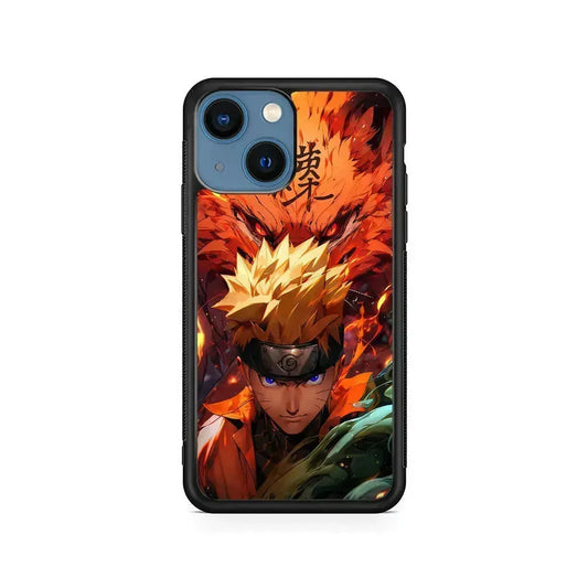 Naruto Uzumaki Rage of the Nine Tails iPhone 13 Mini Case-Rubber / Black (2D Case)-Xtracase