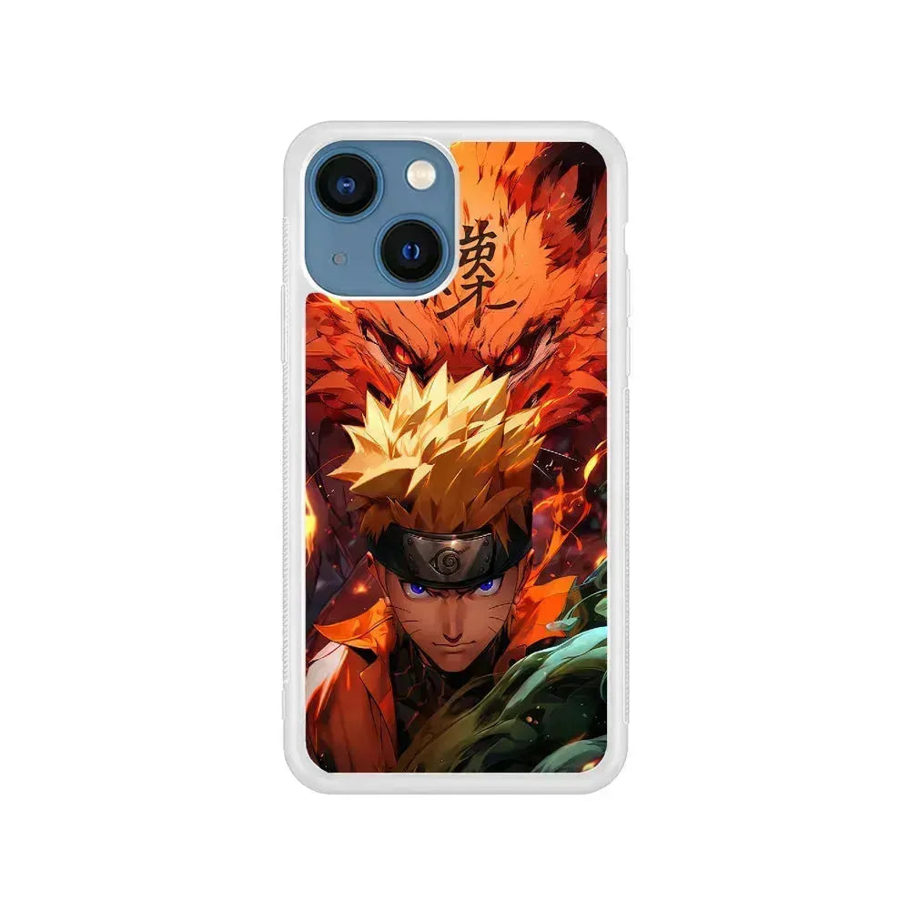 Naruto Uzumaki Rage of the Nine Tails iPhone 13 Mini Case-Rubber / White (2D Case)-Xtracase