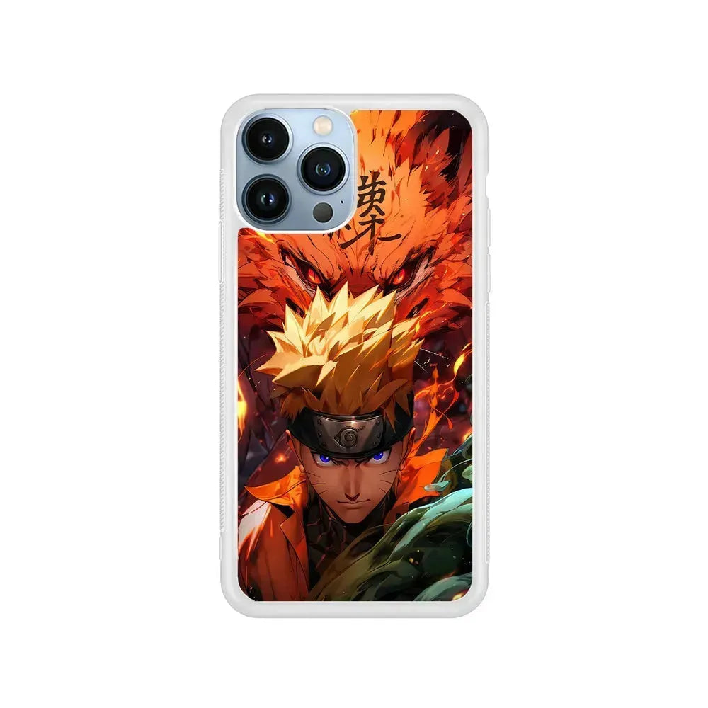 Naruto Uzumaki Rage of the Nine Tails iPhone 15 Pro Max Case-Rubber / White (2D Case)-Xtracase