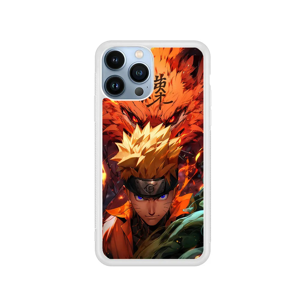 Naruto Uzumaki Rage of the Nine Tails iPhone 13 Pro Case-Rubber / White (2D Case)-Xtracase