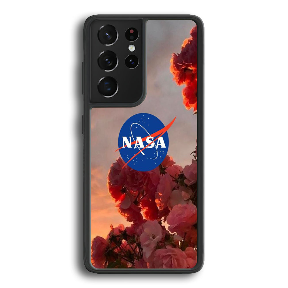 Nasa Logo Pink Flowers Samsung Galaxy S21 Ultra Case-Xtracase
