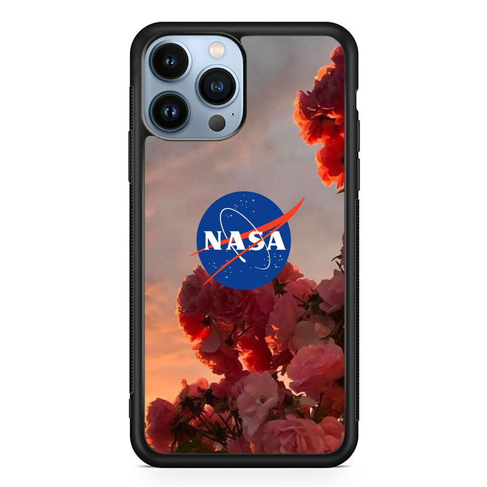 Nasa Logo Pink Flowers iPhone 14 Pro Case-Xtracase