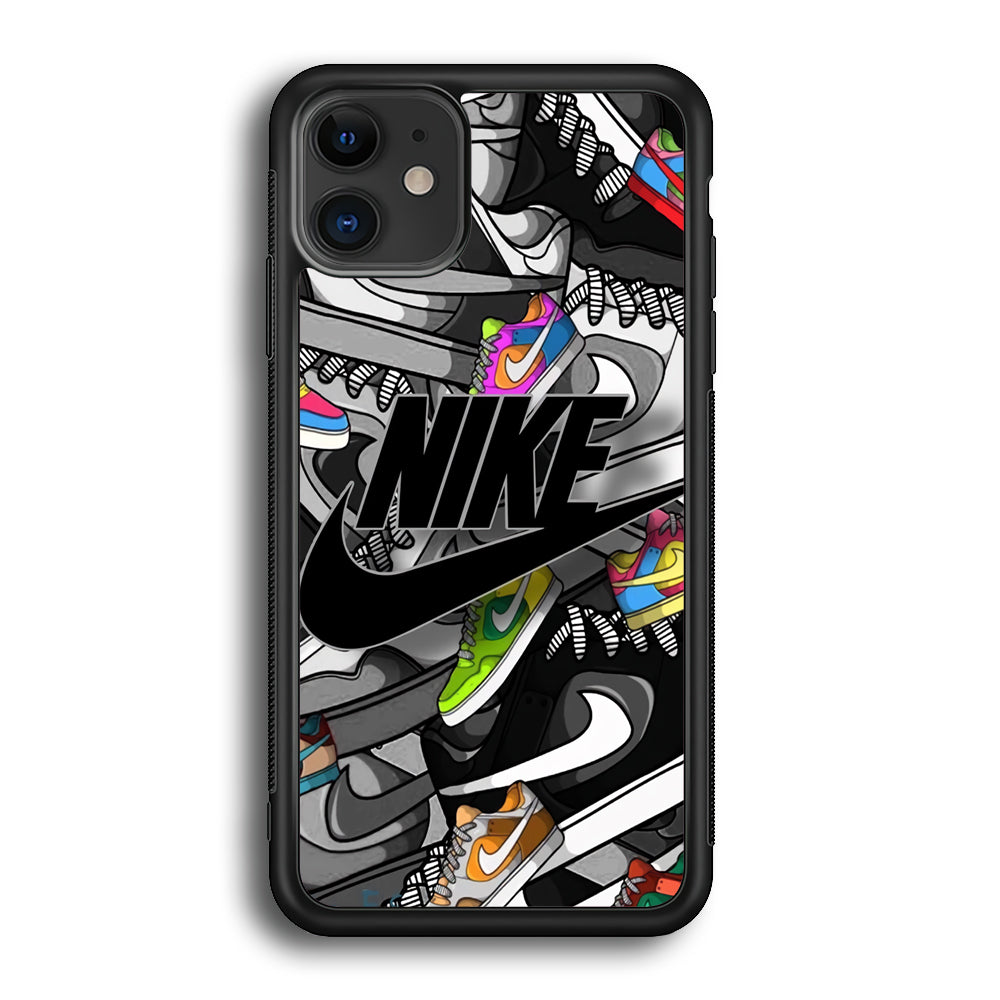 Nike Collection Shoes Black Logo iPhone 12 Case-Xtracase