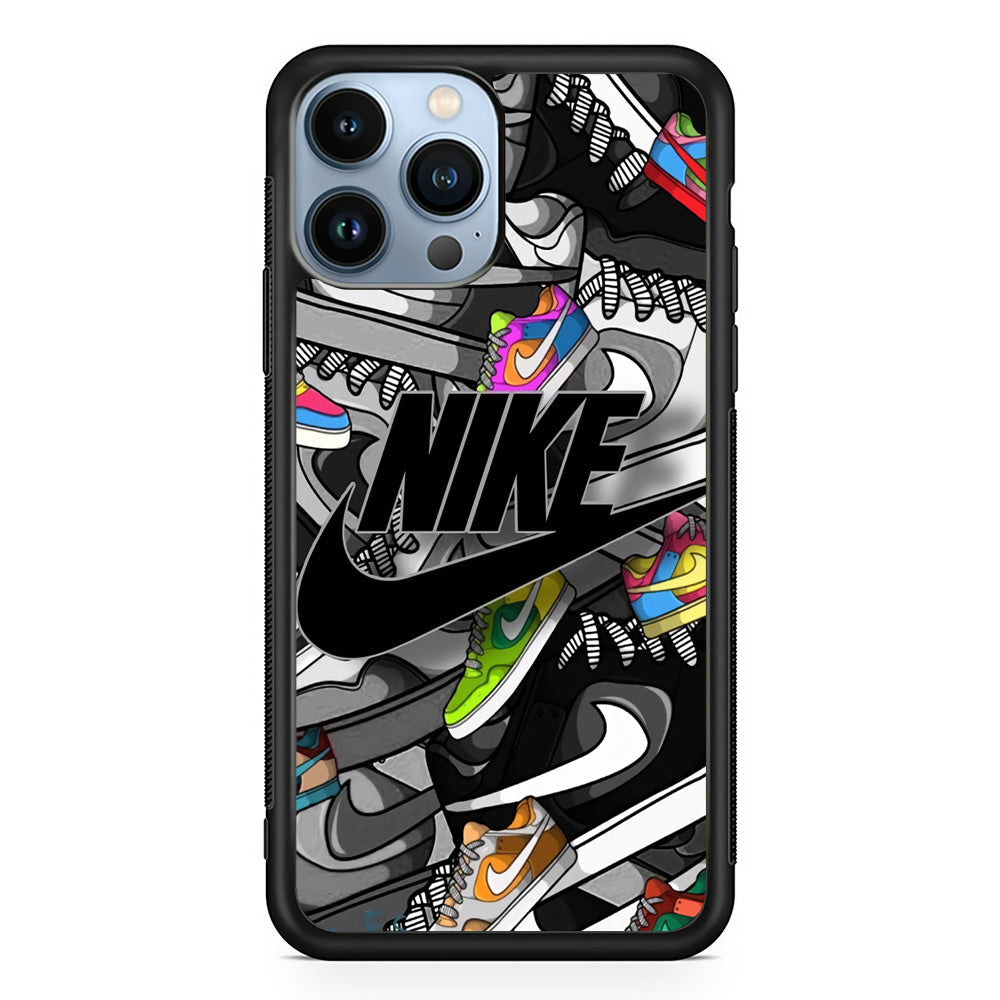 Nike Collection Shoes Black Logo iPhone 14 Pro Case-Xtracase