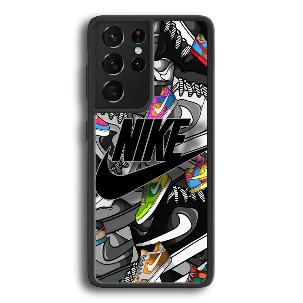 Nike Collection Shoes Black Logo Samsung Galaxy S21 Ultra Case-Xtracase