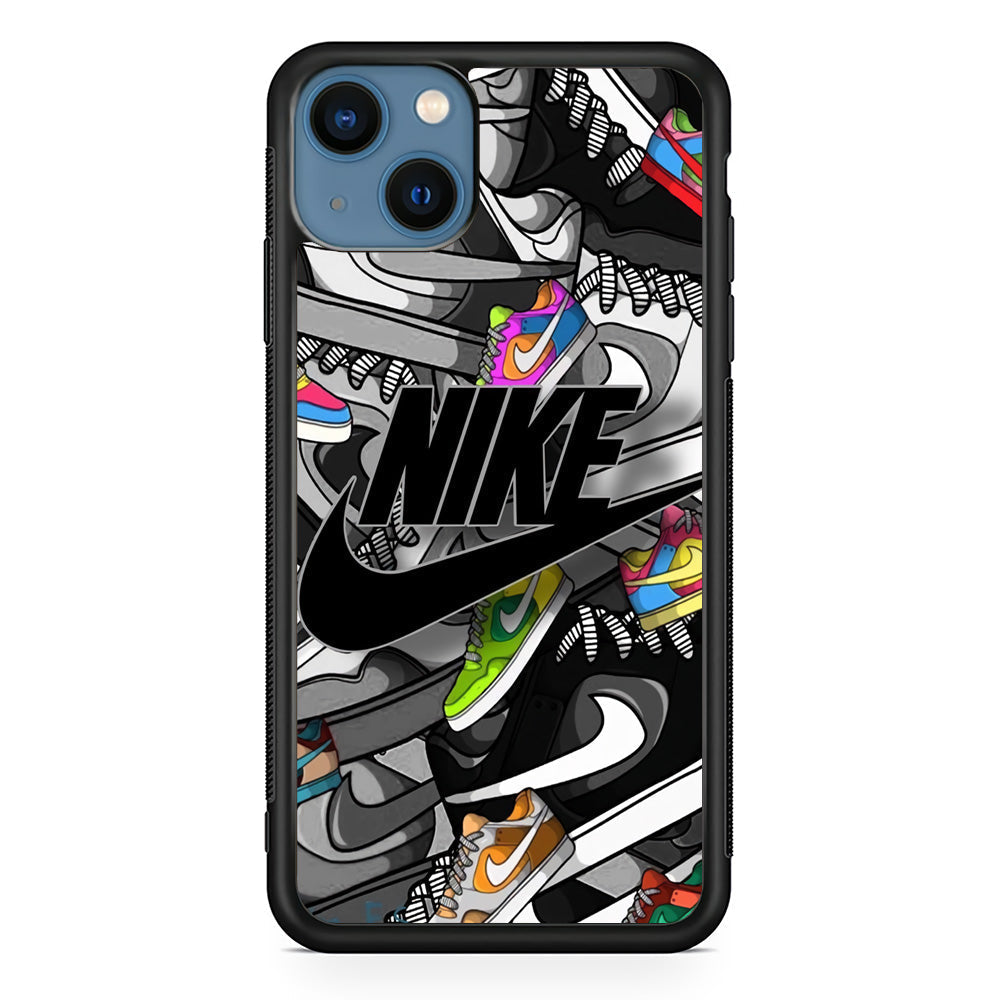 Nike Collection Shoes Black Logo iPhone 14 Plus Case-Xtracase