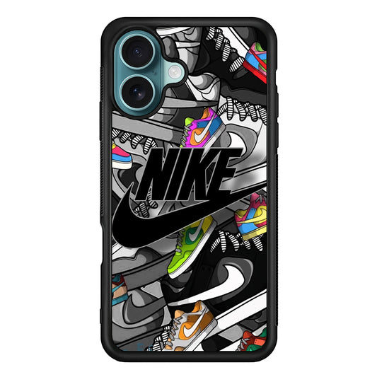 Nike Collection Shoes Black Logo iPhone 16 Case - Xtracase