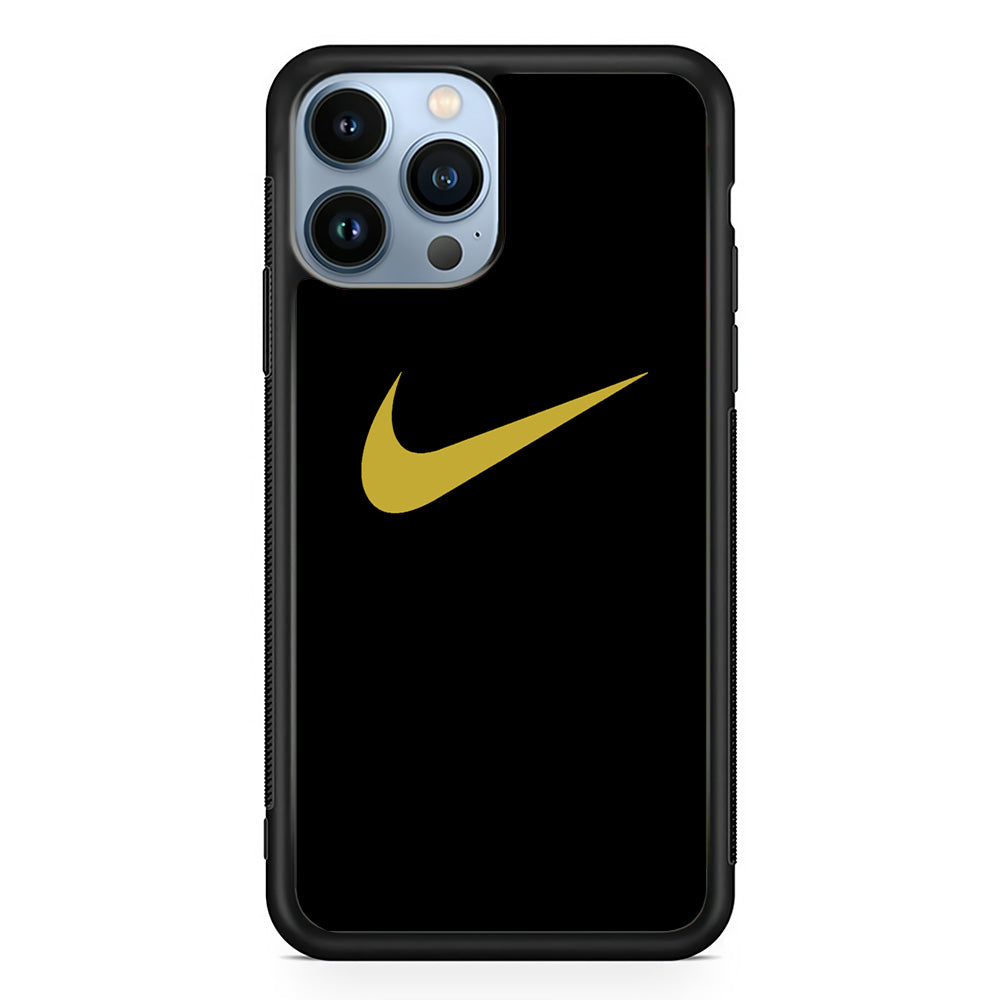 Nike Gold Logo Black iPhone 15 Pro Max Case-Xtracase