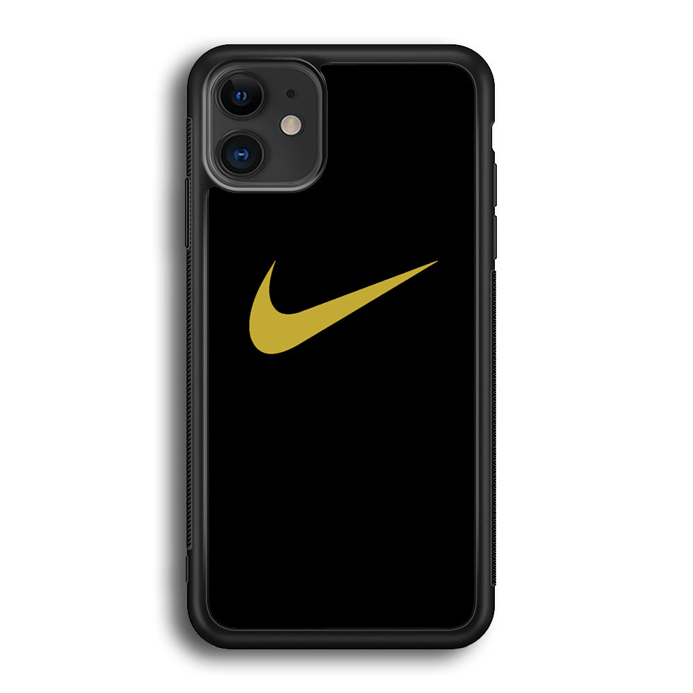 Nike Gold Logo Black iPhone 12 Case-Xtracase