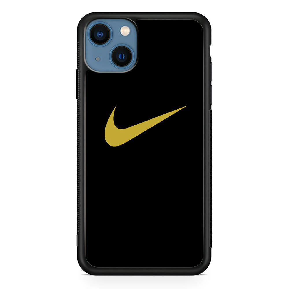 Nike Gold Logo Black iPhone 13 Mini Case-Xtracase