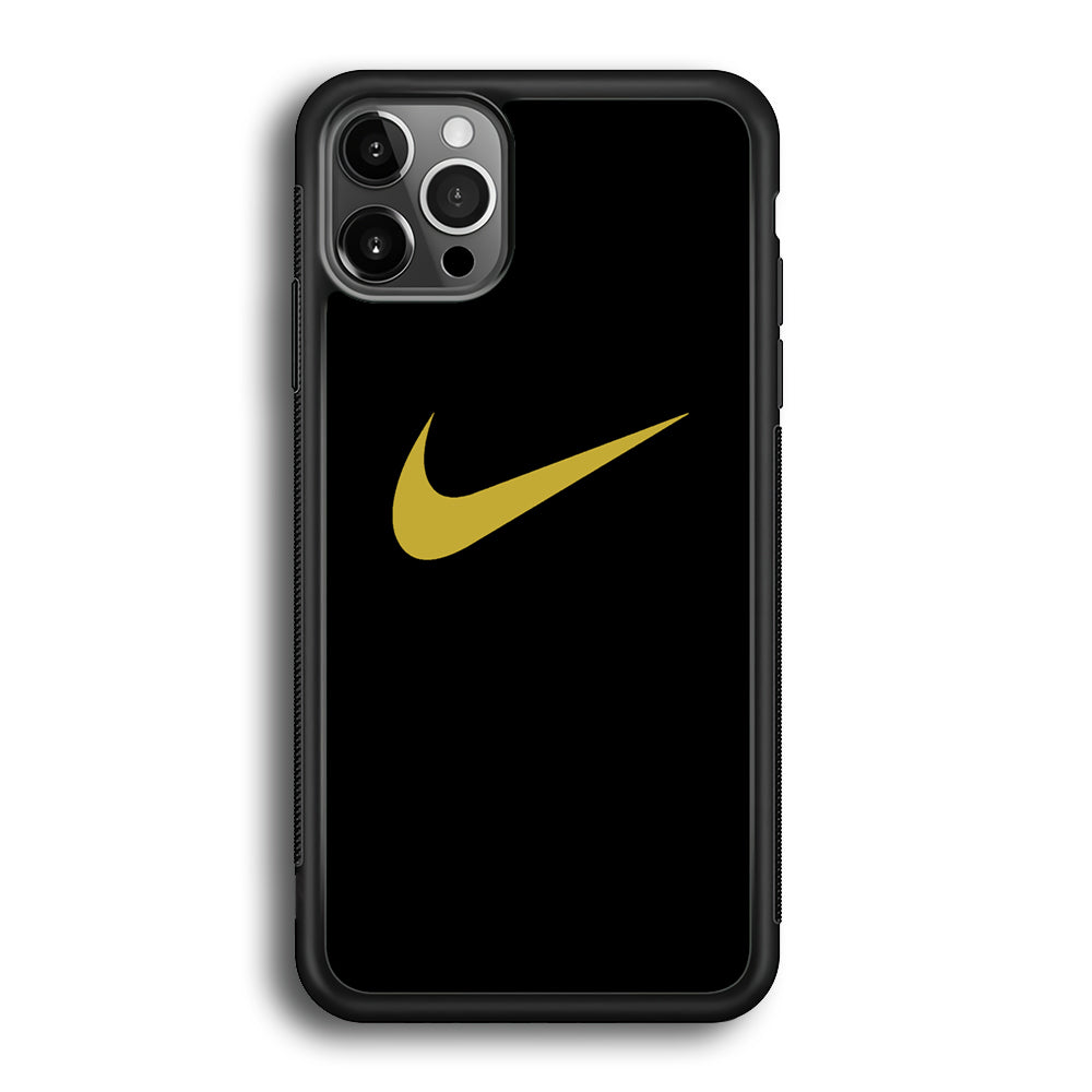 Nike Gold Logo Black iPhone 12 Pro Case-Xtracase