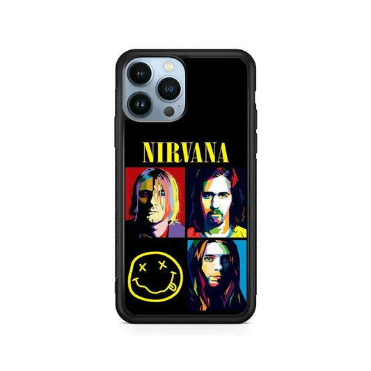 Nirvana Member Pop Art iPhone 15 Pro Max Case-Rubber / Black (2D Case)-Xtracase