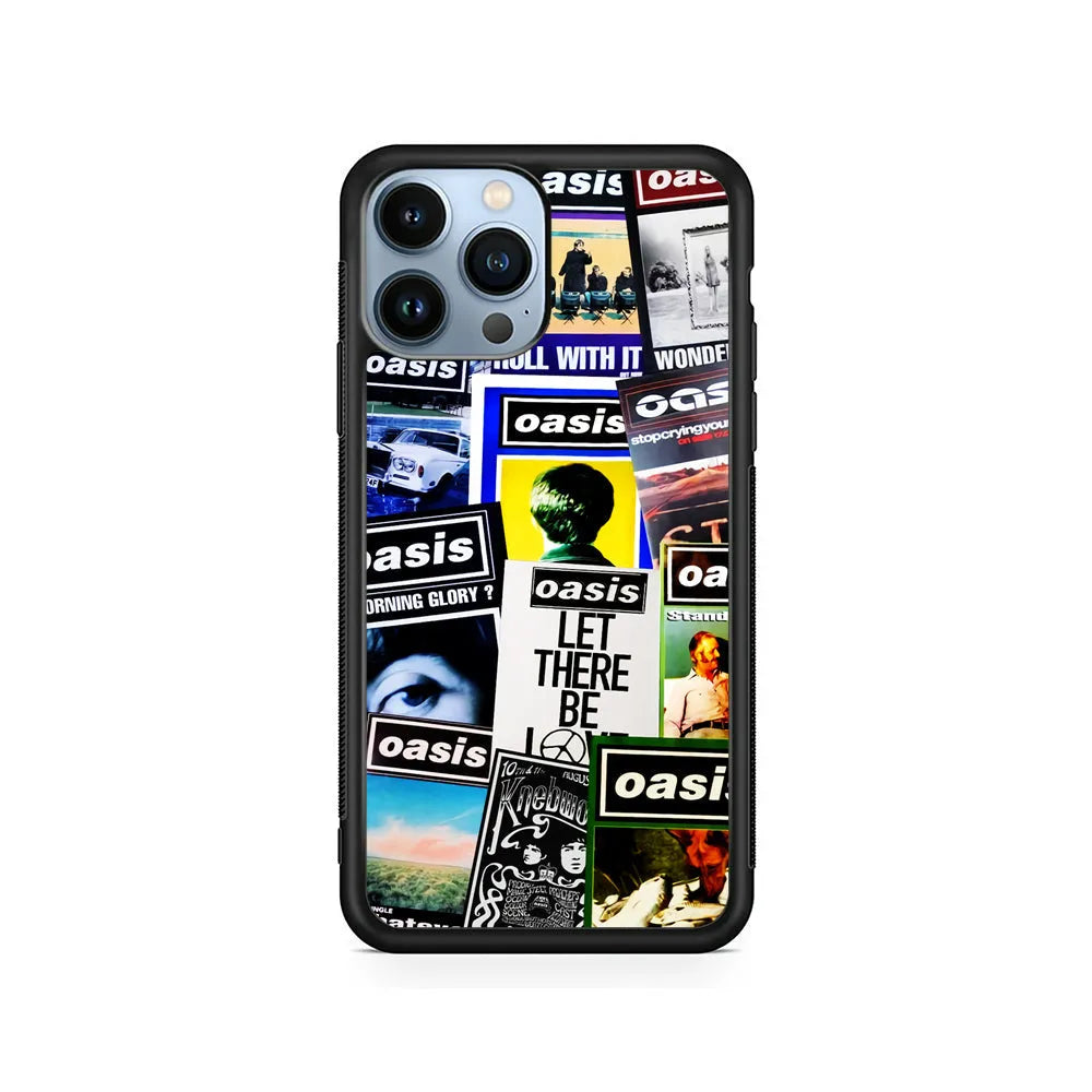 Oasis Album Cover iPhone 13 Pro Case-Rubber / Black (2D Case)-Xtracase