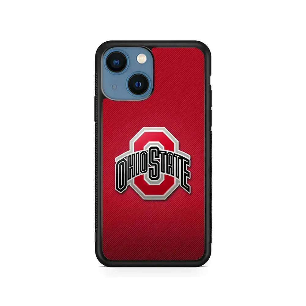 Ohio State Logo Red iPhone 13 Mini Case-Rubber / Black (2D Case)-Xtracase