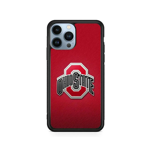 Ohio State Logo Red iPhone 15 Pro Max Case-Rubber / Black (2D Case)-Xtracase