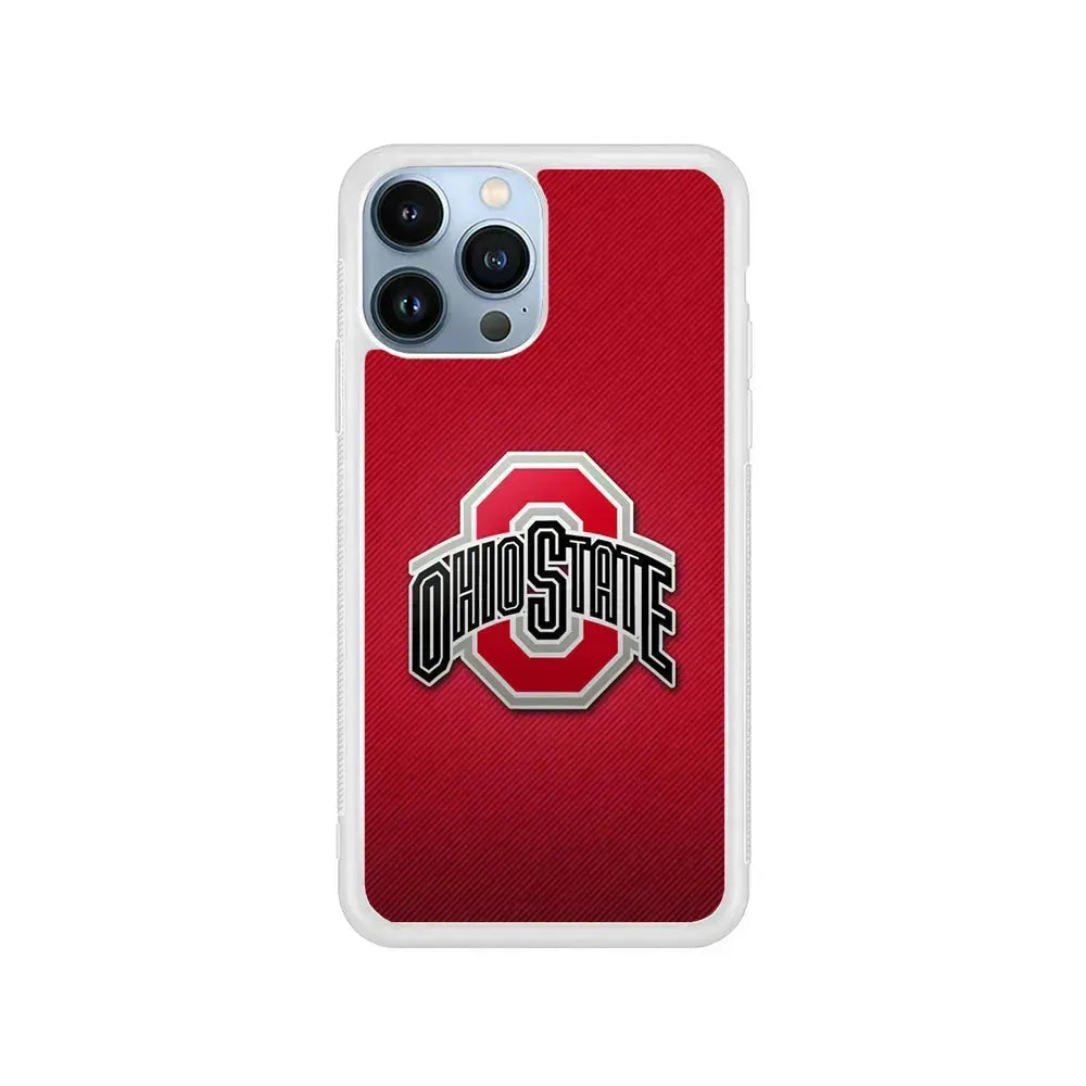 Ohio State Logo Red iPhone 15 Pro Max Case-Rubber / White (2D Case)-Xtracase