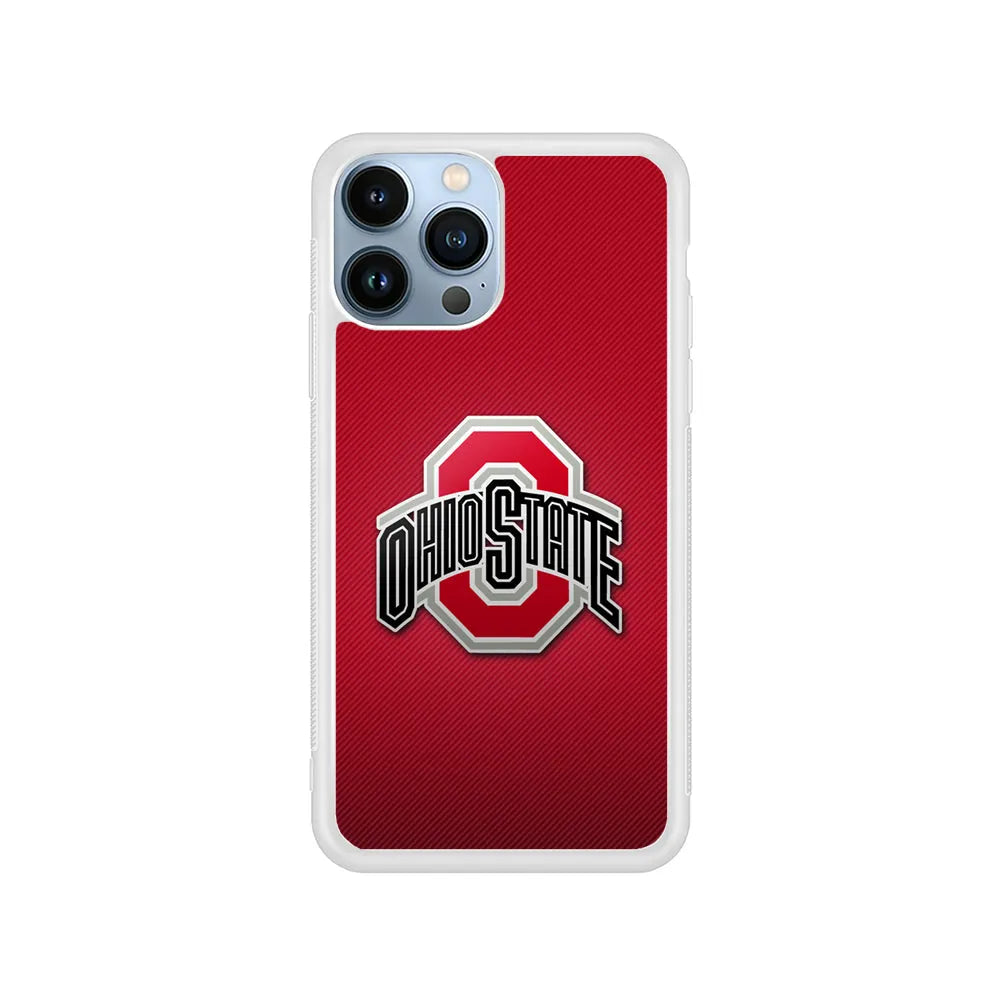 Ohio State Logo Red iPhone 13 Pro Case-Rubber / White (2D Case)-Xtracase
