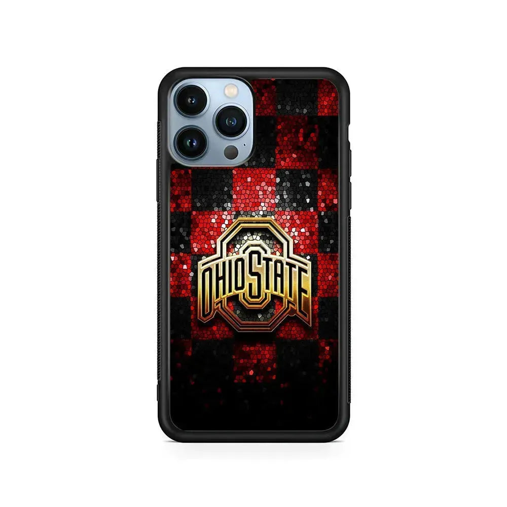 Ohio State Red Black Glitter iPhone 15 Pro Max Case-Rubber / Black (2D Case)-Xtracase