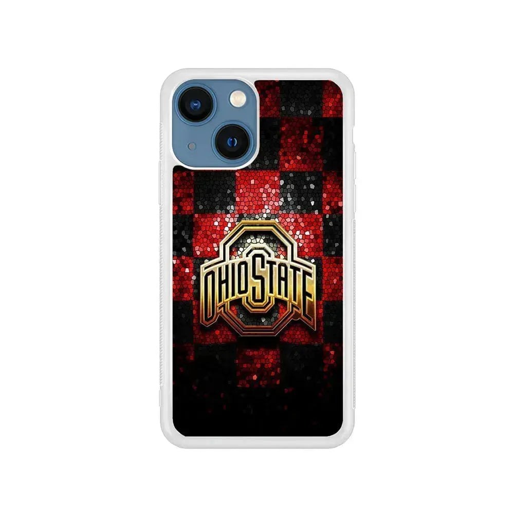Ohio State Red Black Glitter iPhone 13 Mini Case-Rubber / White (2D Case)-Xtracase