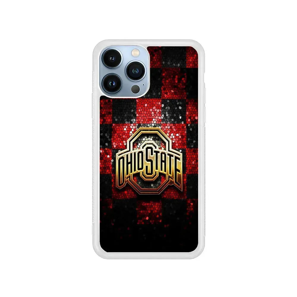 Ohio State Red Black Glitter iPhone 15 Pro Max Case-Rubber / White (2D Case)-Xtracase