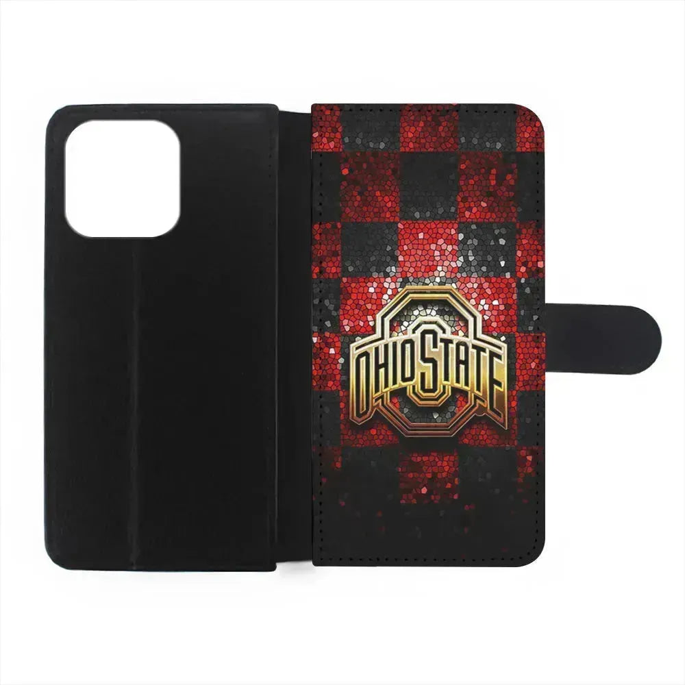 Ohio State Red Black Glitter iPhone 13 Mini Case-Flip Wallet Case-Xtracase