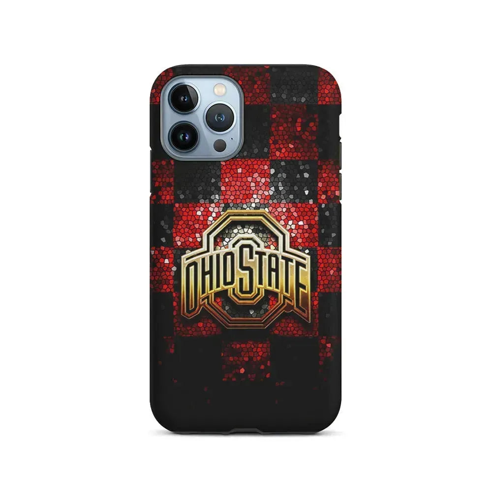 Ohio State Red Black Glitter iPhone 15 Pro Max Case-2 in 1 Tough Case-Xtracase