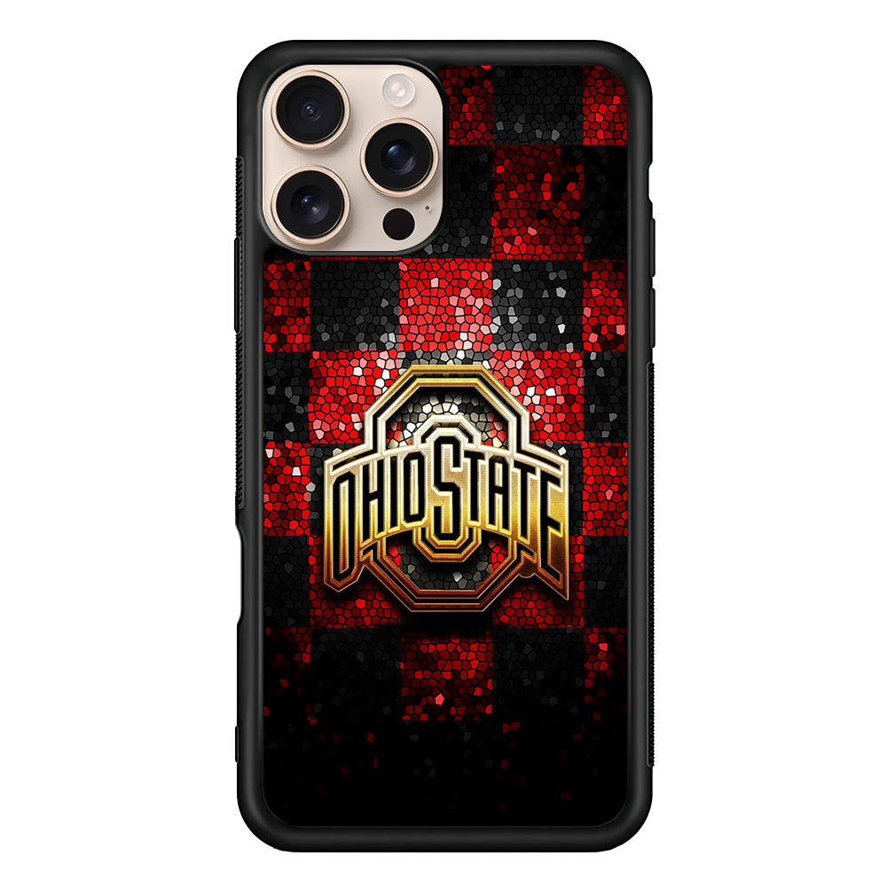 Ohio State Red Black Glitter iPhone 16 Pro Max Case - iPhone 16 Pro Max