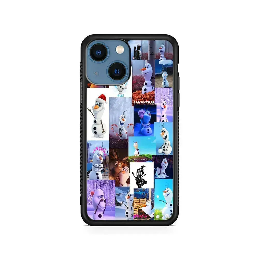 Olaf Frozen Aesthetic iPhone 13 Mini Case-Rubber / Black (2D Case)-Xtracase