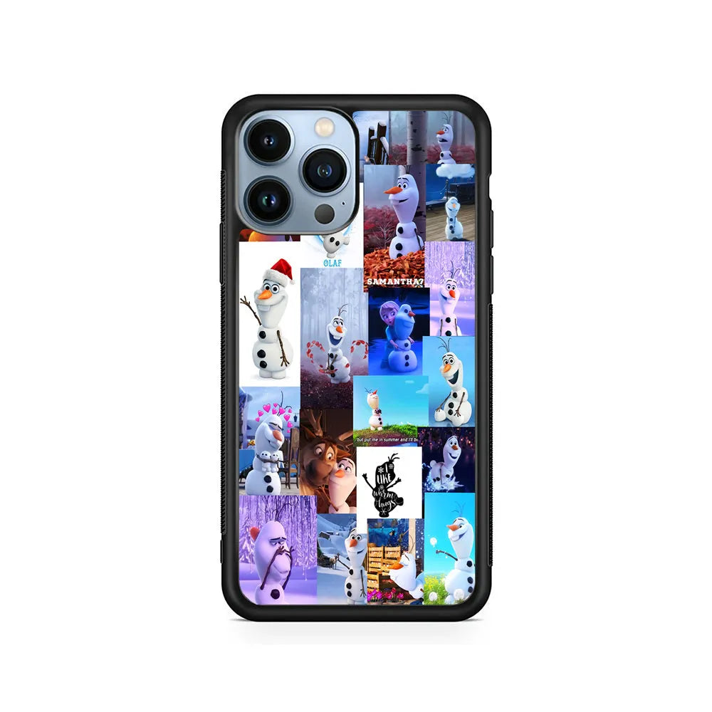 Olaf Frozen Aesthetic iPhone 13 Pro Case-Rubber / Black (2D Case)-Xtracase