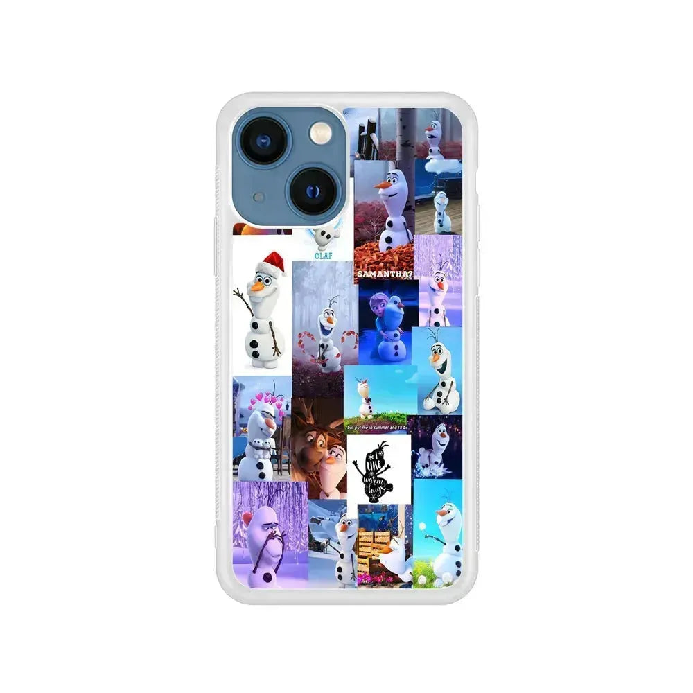 Olaf Frozen Aesthetic iPhone 13 Mini Case-Rubber / White (2D Case)-Xtracase