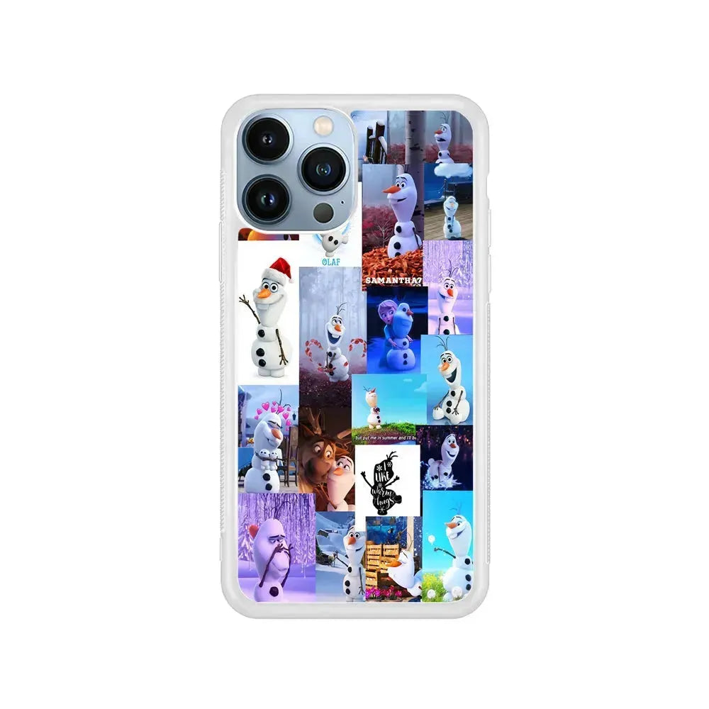 Olaf Frozen Aesthetic iPhone 15 Pro Max Case-Rubber / White (2D Case)-Xtracase