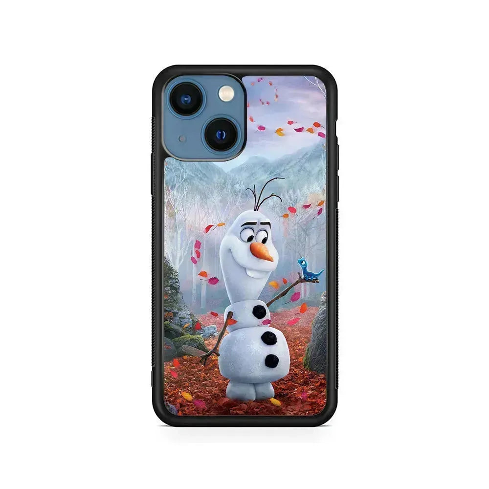 Olaf Frozen in the morning iPhone 13 Mini Case-Rubber / Black (2D Case)-Xtracase