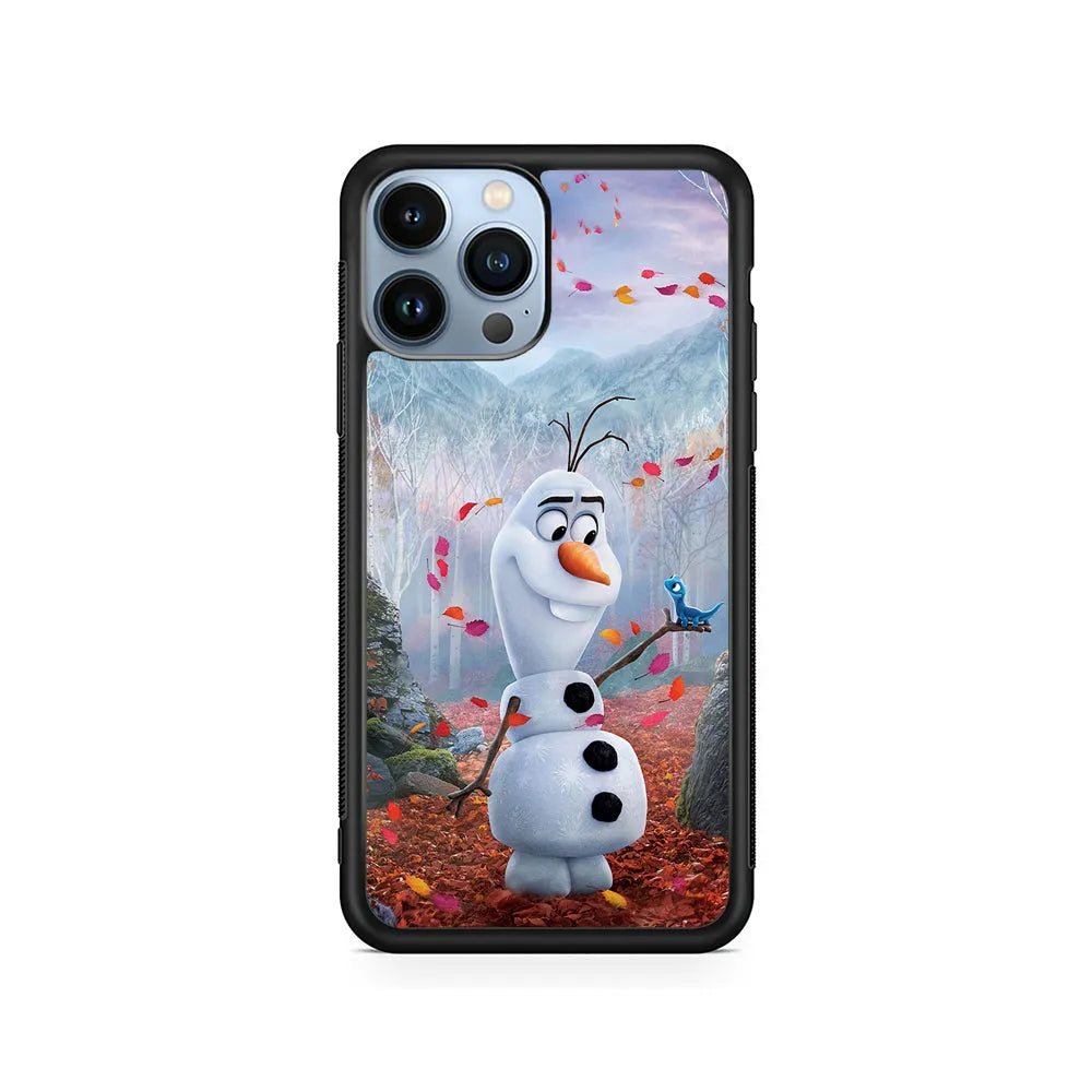 Olaf Frozen in the morning iPhone 13 Pro Max Case-Rubber / Black (2D Case)-Xtracase