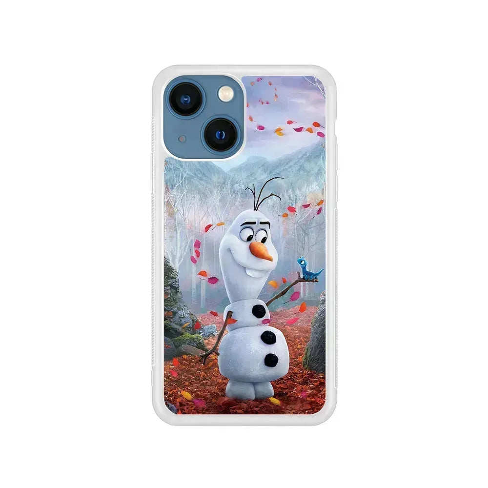Olaf Frozen in the morning iPhone 13 Mini Case-Rubber / White (2D Case)-Xtracase
