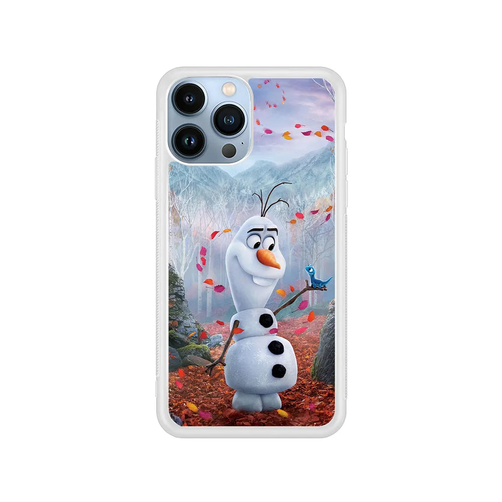 Olaf Frozen in the morning iPhone 13 Pro Case-Rubber / White (2D Case)-Xtracase