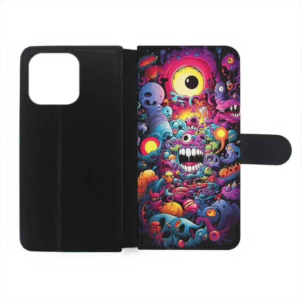 One Eyed Monster Doodle Art iPhone 15 Pro Max Case-Flip Wallet Case-Xtracase