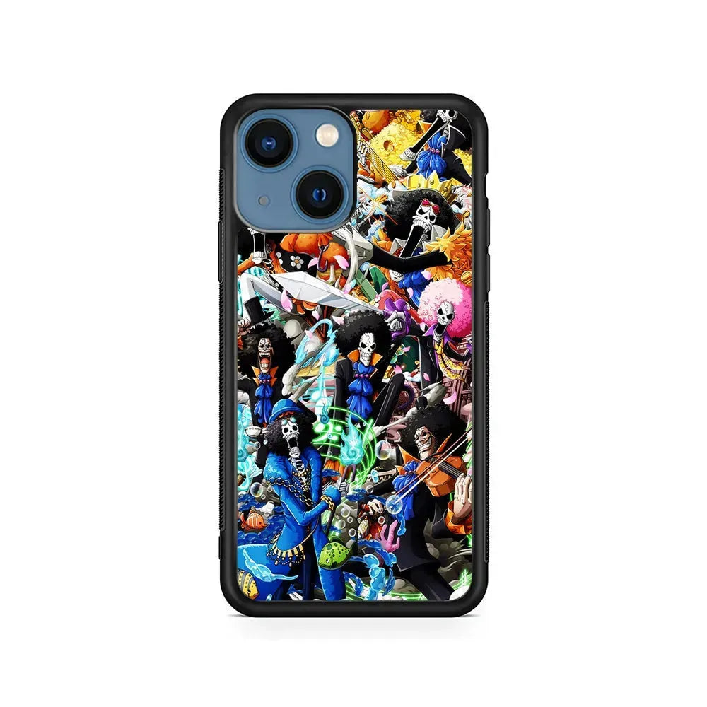 One Piece Brook Aesthetic iPhone 13 Mini Case-Rubber / Black (2D Case)-Xtracase