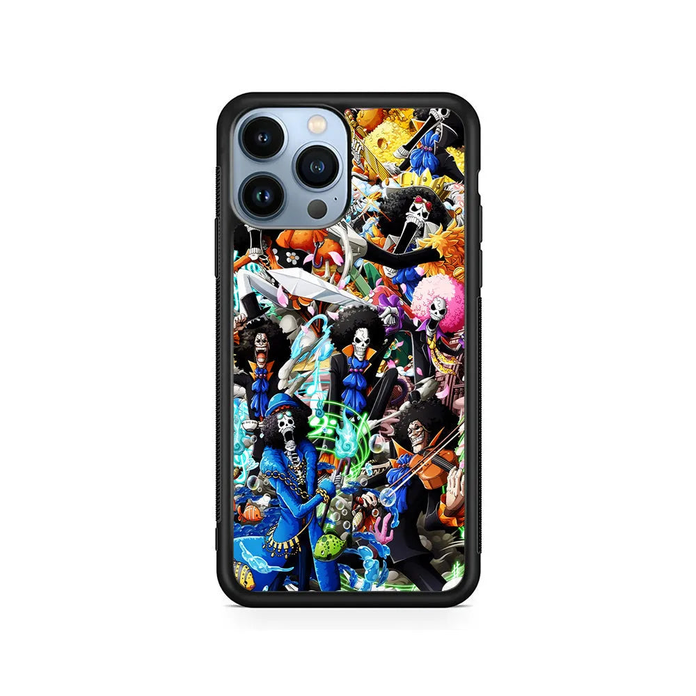 One Piece Brook Aesthetic iPhone 13 Pro Case-Rubber / Black (2D Case)-Xtracase