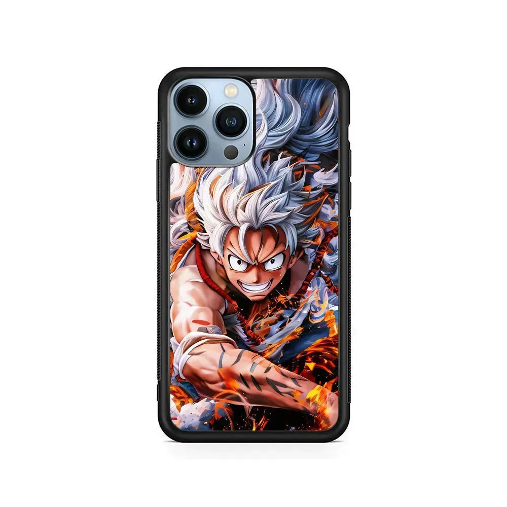 One Piece Luffy Gear 5 iPhone 15 Pro Max Case-Rubber / Black (2D Case)-Xtracase