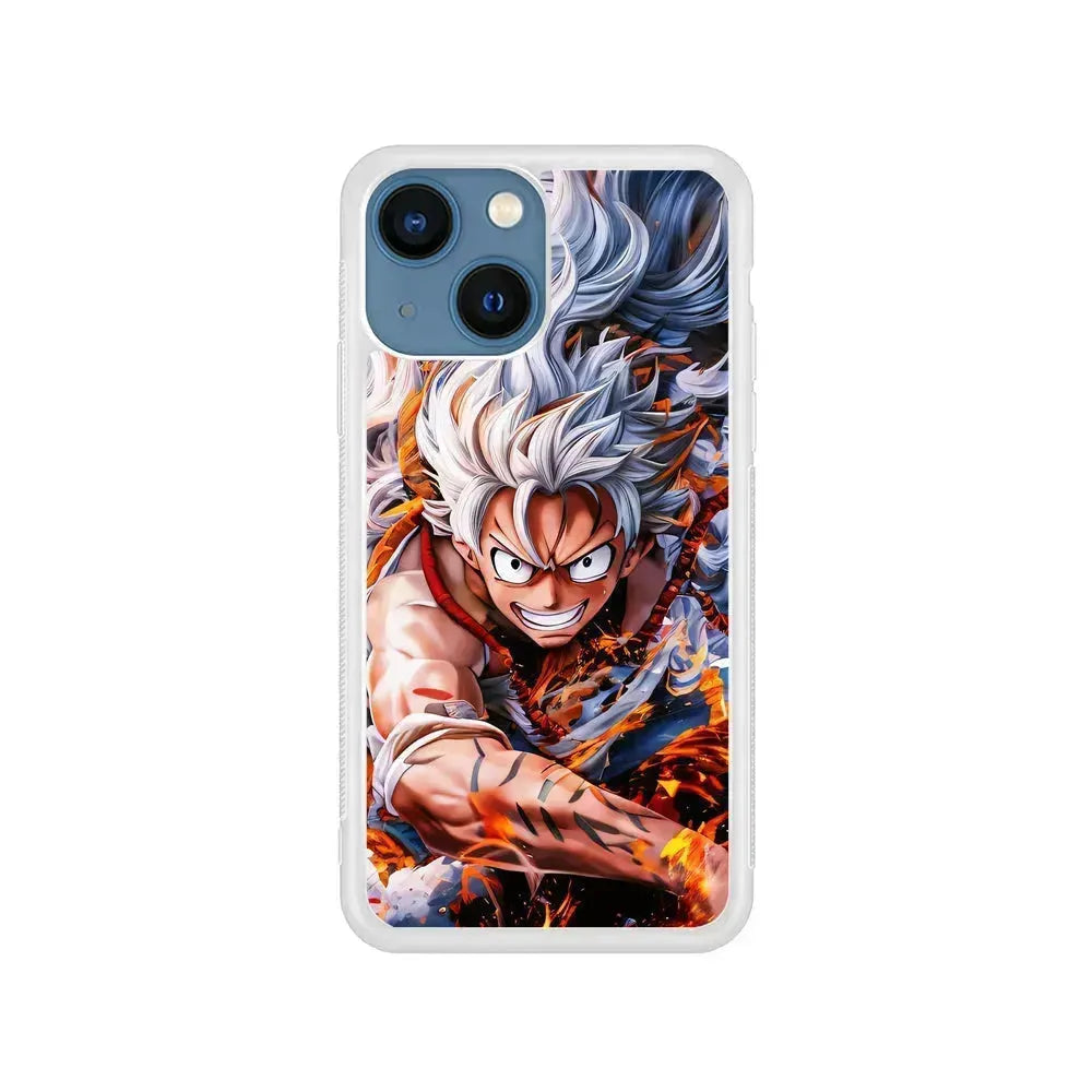 One Piece Luffy Gear 5 iPhone 13 Mini Case-Rubber / White (2D Case)-Xtracase